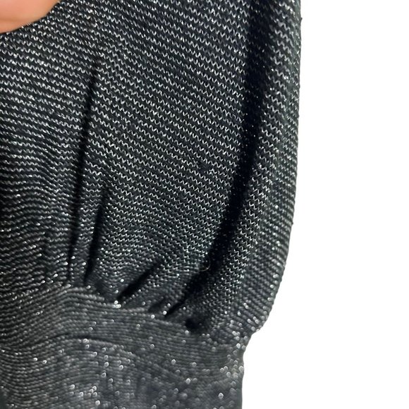 Free People Black Metallic Deep Plunge Halter Empire Short Dress Medium - Picture 11 of 14